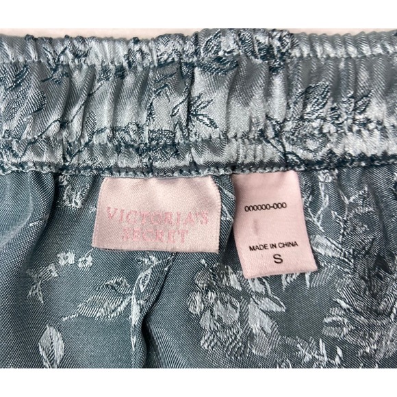 Victoria's Secret Satin Floral Pajama Pants Teal Small Lounge - Picture 3 of 12